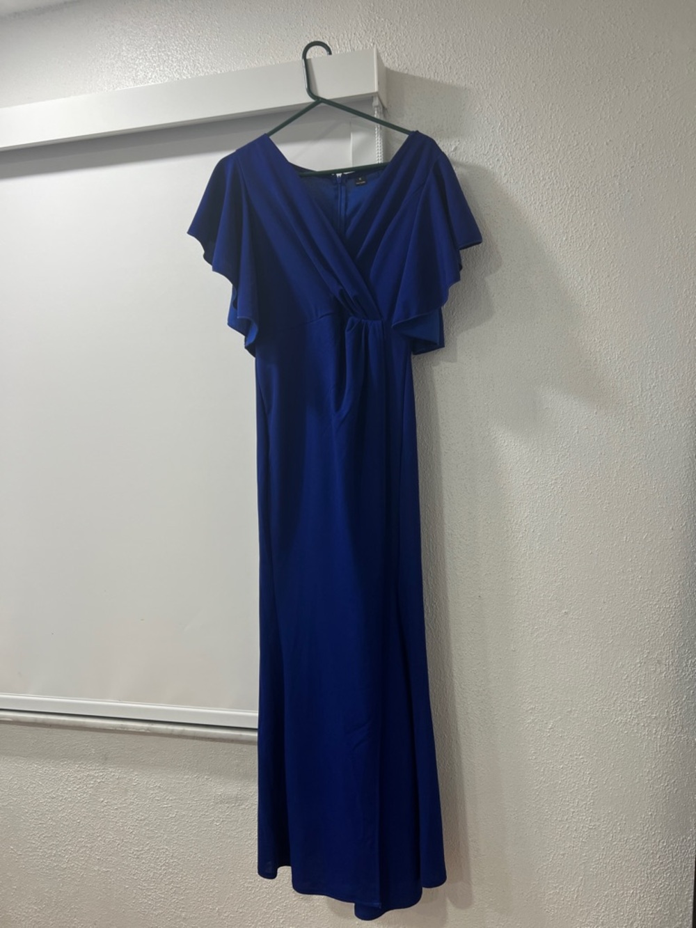 Elegant Royal Blue Maxi Dress with Flutter Sleeves